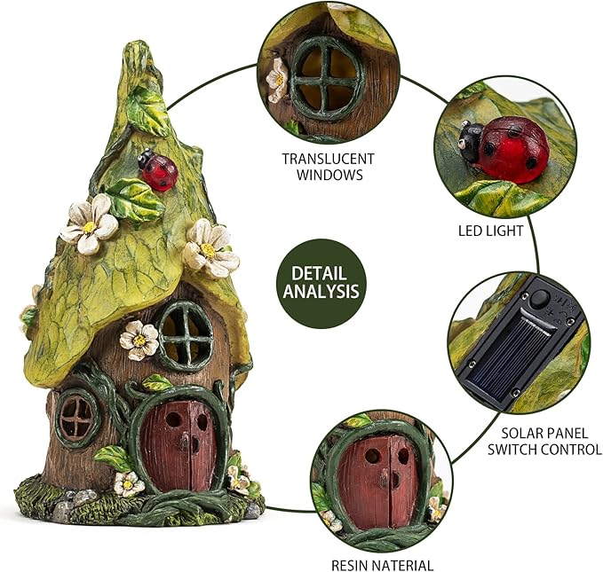 Garden Decor Outdoor Solar Statues, 9.4Inch Resin Fairy Garden Solar Lights Birthday Gifts for Women Yard Decorations, Gardening Gifts for Patio, Balcony, Porch Decor