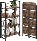 BHG Vintage Multifunctional Bookcase Folding Bookshelf, No-Assembly Plant Stand Storage Rack Shelves for Home Office (Fire, 4-Tier)