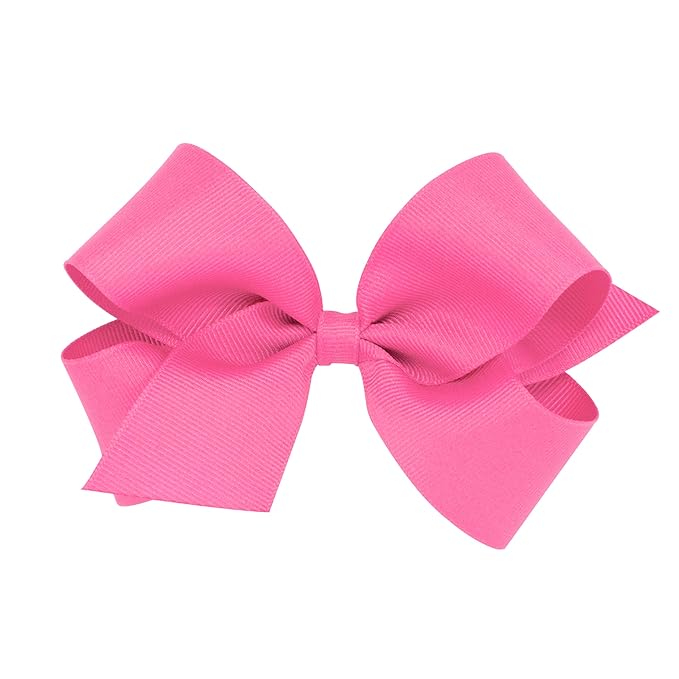 Wee Ones Baby Girls' Medium Grosgrain Hair Bow on a WeeStay Clip w/Plain Wrap - Hot Pink,One Size