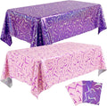 Oudain 4 Pcs Kpop Theme Purple & Pink Lightning Crack Print Holographic Party Tablecloth 54 x 108 Inch Disposable Rectangle Table Cover for Anime Korean Kpop Theme Birthday Decoration