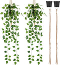 Folmywy 2 Pack Artificial Hanging Plants Vines with Pot Fake Greenery Potted Plant Ivy Leaves Garland Decoration for Shelf Living Room Bedroom Garden Wedding Party Indoor Outdoor