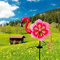 Solar Wind Spinner with Metal Sculpture Garden Stake Flamingo Decor Multi-Color LED Lights for Outdoor Yard Lawn & Garden Decoration