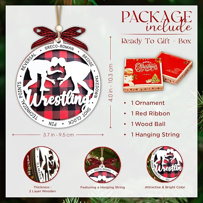 Wrestling Christmas Ornaments 2025, Funny Christmas Ornaments for Wrestlers, 2025 Wrestling Gifts for Men, Boys, Coach, WWE Ornament, Gymnastics Ornament