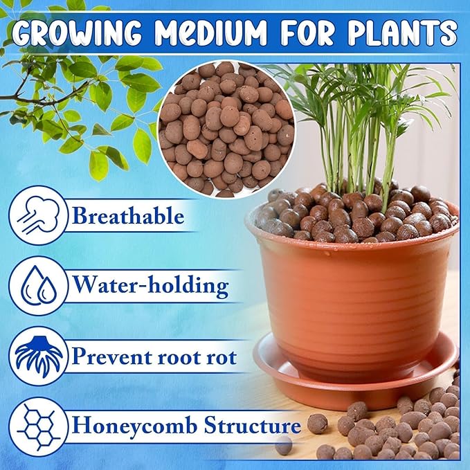ZeeDix 2LBS Organic Clay Pebbles for Hydroponics - pH Neutral Leca Balls 4mm-16mm Lightweight Plant Drainage Aggregate, Aquaponics, Indoor Gardening & Succulents