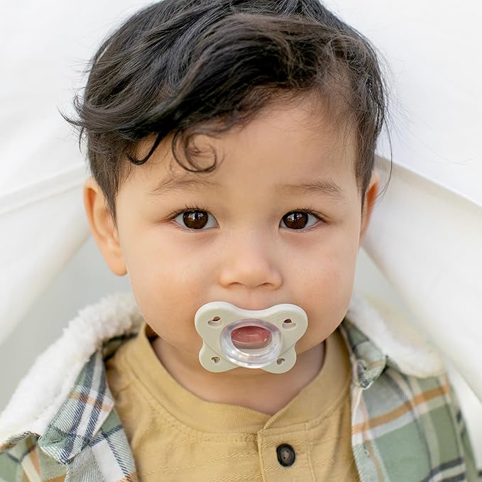 Chicco PhysioForma Dual Soft Orthodontic Pacifier for Babies 6-16 Months, 100% Soft Silicone, Supports Breathing, One-Piece Design, Included Sterilizing Case, BPA Free, 2-Pack, Grey/Ultramarine