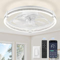 ZMISHIBO Low Profile Ceiling Fans with Lights, Flush Mount Modern Ceiling Fan and Remote Control, 20" LED Ceiling Fans, Stepless Dimmable 3 Colors and 6 Speeds