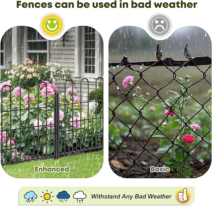 10 Panels Garden Fence with Latch Gate, 24.01in (H) X 20ft(L) Animal Barrier Fence with 1in Gaps for Rabits, Dog Fencing Outdoor for Yard, Flower Beds, Patios, Vegetable Patches