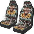 Car Seat Covers Waterproof Vintage Aztec Highland Cow Front Seat Covers Elastic Fabrics Easy Installation Protection Interior Accessories Suitable for Cars, SUV and Trucks