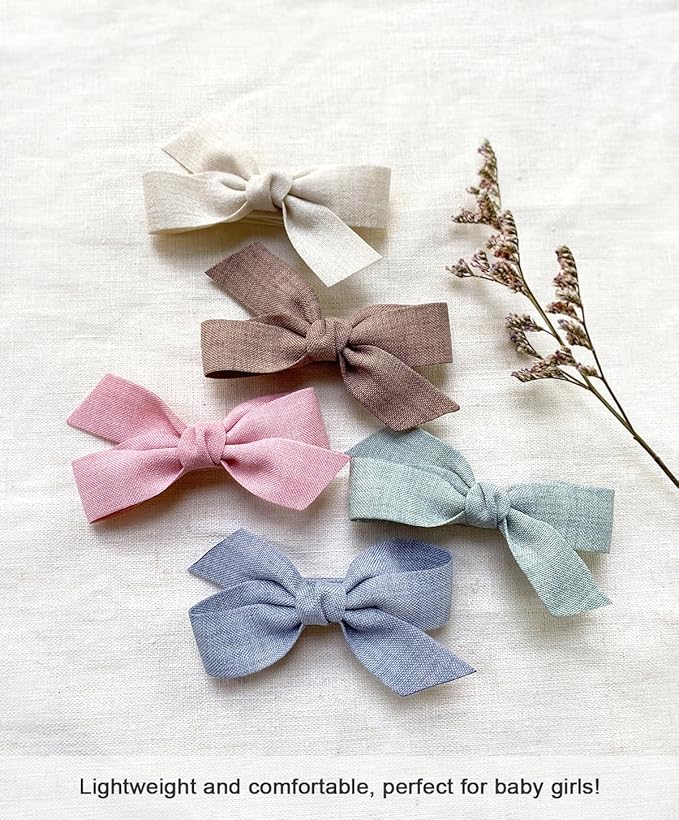 Baby Girls Hair Bows Clips, 10pcs Boutiques Barrettes Fully Lined Alligator Clips Hair Accessories for Infants Toddlers Fine Hair by Cherssy