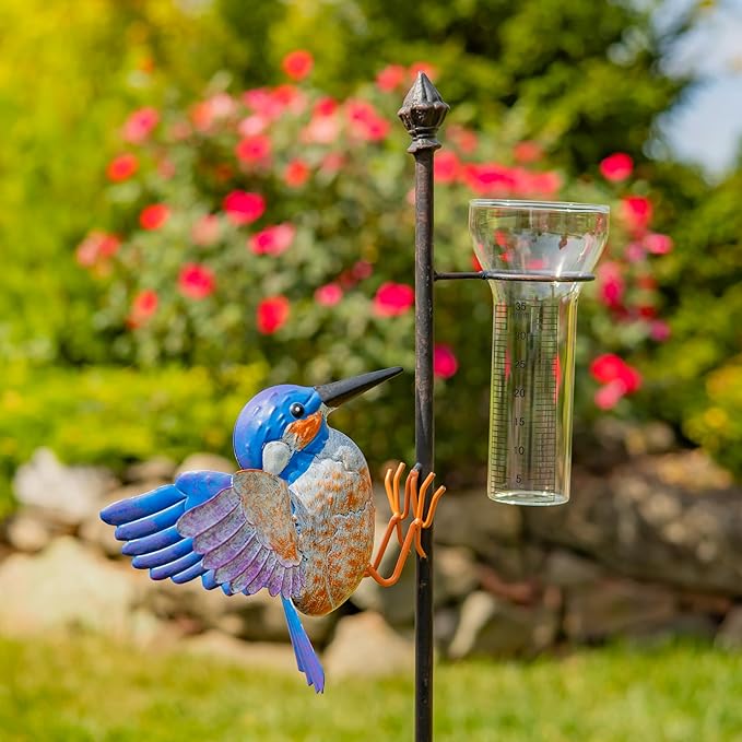 Zaer Ltd. Decorative Iron Bird Garden Stake in 5 Styles (Bird Skye with Rain Gauge)