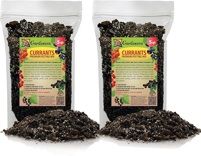 Gardenera Premium Currant Plant Potting Soil Mix - Optimal Nutrient-Rich Blend for Thriving and Juicy Currants - 10 Quart