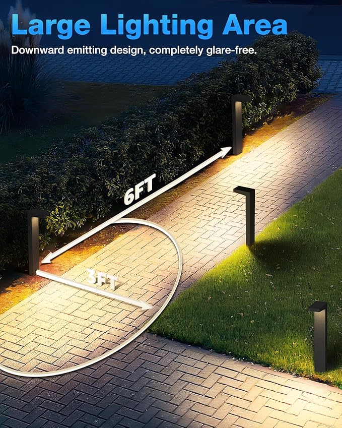 SUNVIE Low Voltage Pathway Lights Wired 3000K 5W LED Outdoor Landscape Lighting with Connectors Cast-Aluminum Waterproof Landscape Path Lights Low Voltage for Garden Walkway, 12-24V, AC/DC, 4 Pack