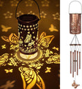 Wind Chimes for Outside Solar Lanterns Wind Chimes Outdoor Gifts for Women Grandma Christmas Decor (Butterfly Flower)