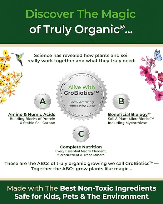 Organic Plant Magic - Truly Organic™ Slow Release Granular Fertilizer: Long-Lasting Plant Food Granules - Indoor & Outdoor Flowers, Vegetable Gardens, Fruit Trees, Shrubs, House Plants (Two 4 lb Bags)