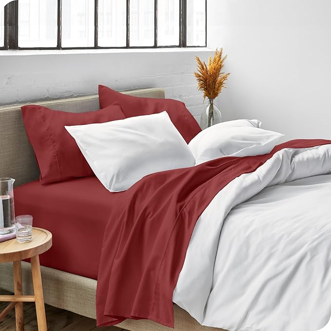 Bare Home Twin XL Sheet Set - 1800 Ultra-Soft Microfiber - Double Brushed - Deep Pockets - Easy Fit - 3 Piece Set - Bed Sheets (Twin XL, Rosewood)
