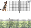 ShopLaLa Decorative Garden Fence (10 Panels) 28in(L) x 32in(H) Animal Barrier Fencing Rustproof Black Metal Wire Flower Edging for Yard Landscape, Small Dog Border No Dig Patio Outdoor Decor D-YC32