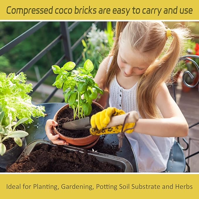 Legigo Pack of 1 Organic Coco Coir Bricks- 100% Natural Compressed Coco Peat Brick Coconut Fiber Substrate with Low EC& pH Balance, Coir Plant Soil Enhance Root Growth for Herbs, Flowers, House Plants