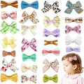 26 Pack Fully Lined Baby Girls Hair Clips Bows Fine Handmade Non Slip Barrettes for Hair Accessories for Little Girls Infants Toddlers