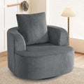 Furnimart 360° Swivel Barrel Accent Chair, Round Upholstered Comfy Lounge Chair, Corduroy High-Resilienc Foam Single Sofa, No Assembly Wide Seat for Living Room, Bedroom, Apartment (Gray)
