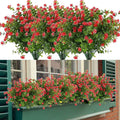6 Bundles Artificial Flowers, Fake Artificial Greenery UV Resistant No Fade Faux Plastic Plants for Wedding Bridle Bouquet Indoor Outdoor Home Garden Kitchen Office Table Vase (Red)