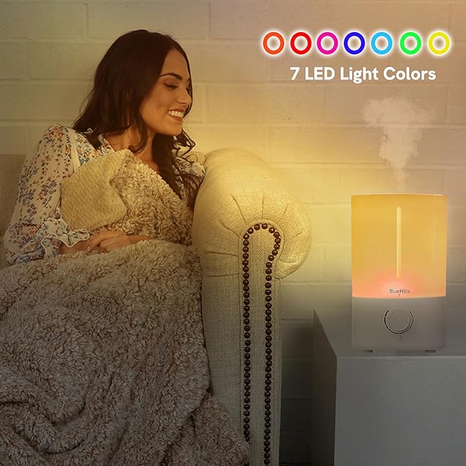 BlueHills Premium Set of Three Large 5000 ML, 4000 ML, and 2000 ML XL Essential Oil Diffusers Humidifier Combo for Large Room Home with Décor LED Lights Great Gift – White