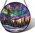 Stained Glass Window Hanging, Van Gogh Night Scene Sun Catchers Colorful Glass Panel Starry Sky Suncatcher Decor for Birthday for Women, Men, Wife, Aunt, and Mom 9.8 in