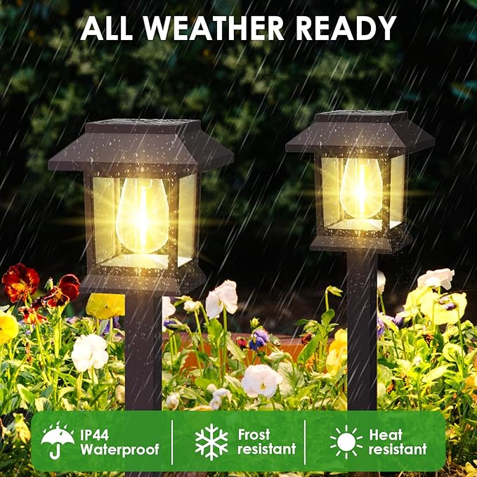 Benany Solar Outdoor Lights, 12 Pack Solar Pathway Lights Waterproof, Landscape Lighting for Path Walkway Lawn Garden Yard Outside Décor, Brown