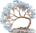 mookaitedecor Natural Aquamarine Crystal Money Tree Agate Slice Base Feng Shui Bonsai Crystal Tree for Wealth Luck Desk Decor, 3-4 Inch High
