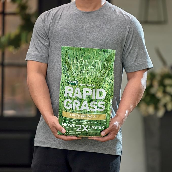 Scotts Turf Builder Rapid Grass Southern Gold Blend for Tall Fescue Lawns, Combination Seed and Fertilizer, 5.6 lbs.