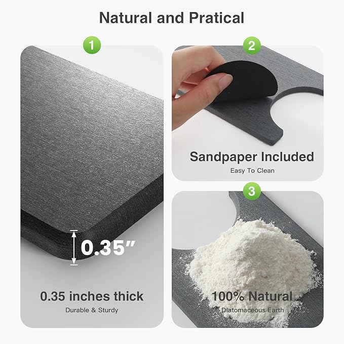 30" x 4" Stone Faucet Mat for Kitchen Sink, Quick Drying Diatomite Sink Tray