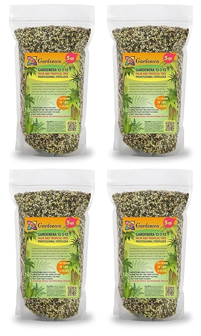 Premium 13-3-13 All-Season Fast Acting Landscape and Ornamental Fertilizer by Gardenera - Promotes Biomass Growth and Vibrant Leaf Color - 20 Quarts