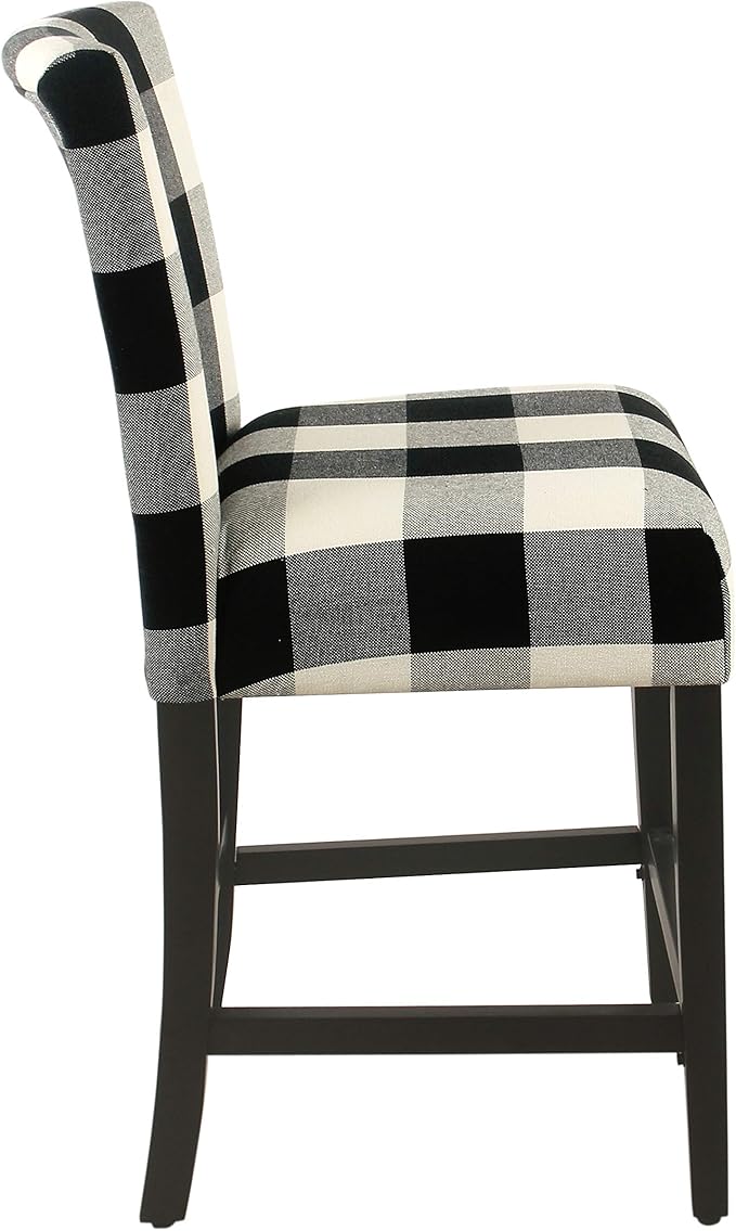 HomePop by Kinfine Fabric Upholstered Counter Height Barstool - 24-inch, Black and Cream Geometric