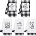 R HORSE 5Pcs Religious Christian Kitchen Dish Towel Black and White Check