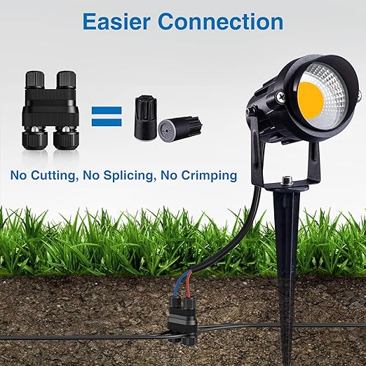 SUNVIE Fastlock2 Low Voltage Wire Connector Landscape Lighting Connectors Waterproof 12-18 Gauge Wire Connectors for Low Voltage Landscape Lights Outdoor Landscape Path Lights, 20 Pack