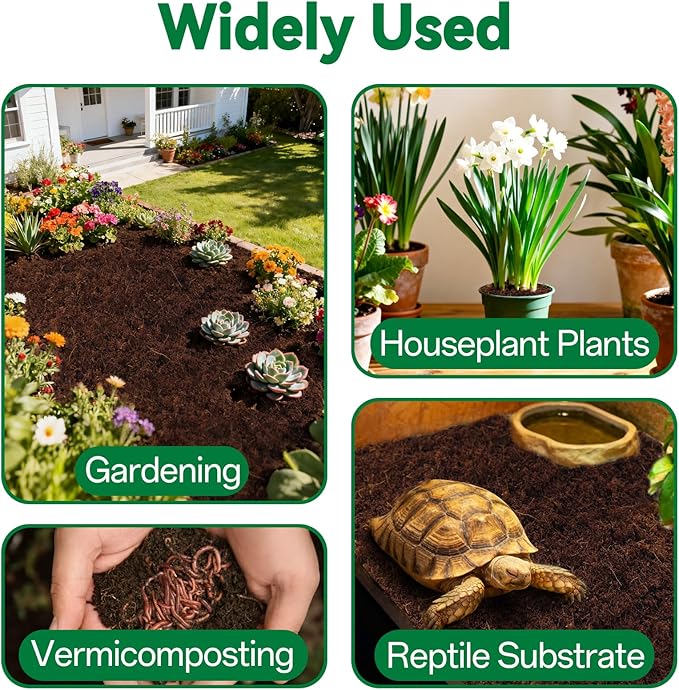 ZeeDix 12 Pcs Premium Coco Coir Brick- Natural Compressed Coconut Coir Bricks Coco Coir Fiber Potting Soil with Low EC and pH Balance, 100% Organic Coconut Coir for Plants Gardening Herbs Reptiles