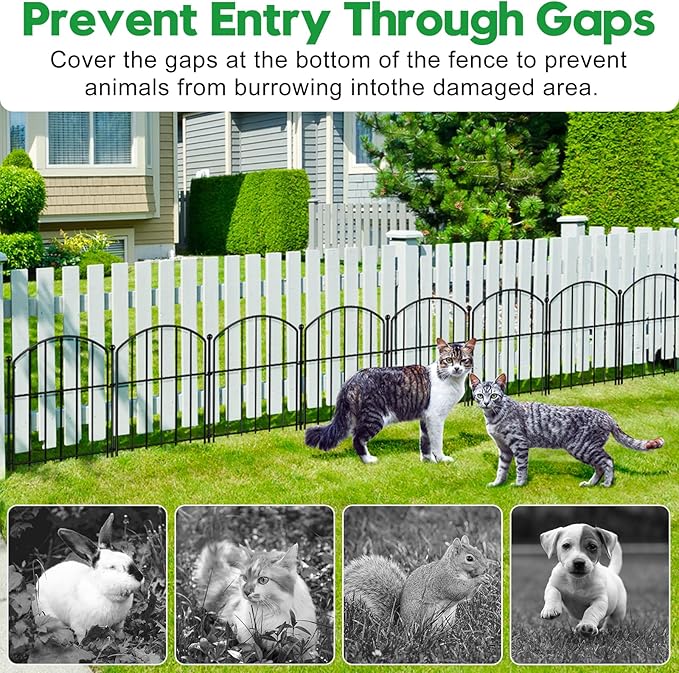 Decorative Garden Fence 17in (H) x25ft (L), Arched Rustproof Metal No Dig Fence for Dogs & Rabbit, Ornamental Animal Barrier for Flower Beds, Border Panels Fencing for Yard & Patio Outdoor Decor