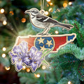 FLAGWIX Christmas Tennessee Gifts for Women Men - Suncatcher Tennessee Christmas Ornaments 2025 - State Ornaments for Tree with Mockingbird and Purple Iris, Xmas Decorations Gifts for Friend Family