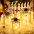 Set of 3 Christmas Lighted Gift Boxes,Outdoor Indoor Christmas Decorations,Plug-in 65 LED Light Up Present Boxes for Christmas Trees Indoor Outdoor Home Yard Lawn Holiday Birthday Party Decor