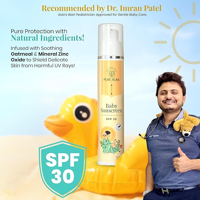 Baby's Summer Protection Bundle, Ayurvedic Sunscreen, Cooling Mist & Moisturizing Lotion, Natural Sun Safety & Hydration for Newborns & Toddlers, Paraben-Free