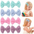 Choicbaby Baby Hair Clips 3” Fabric Girl Hair Bows Baby Barrettes Accessories with Alligator Clips for Toddlers Kids Infant(8pcs-Green Blue Pink Purple)
