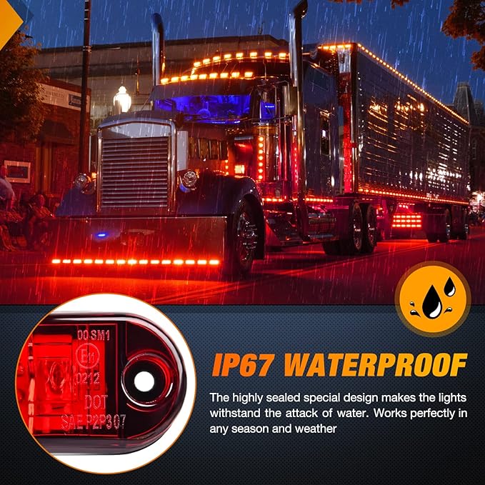 Nilight 2.5Inch Oval Side Marker Light 10PCS Red 2 Diode LED Clearance Trailer Fender Lights Waterproof Surface Mounted for 10-30V Truck Camper Boat Lorry