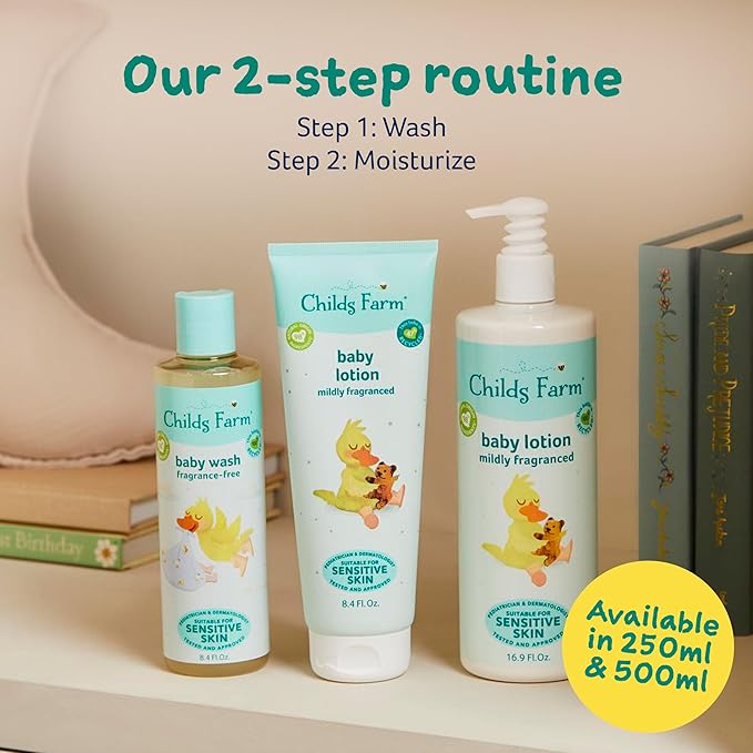 Childs Farm, Baby Lotion for Sensitive Skin, Moisturizer for Dry Skin, 16.9 oz, Lightly Fragranced, Vegan, Cruelty-Free