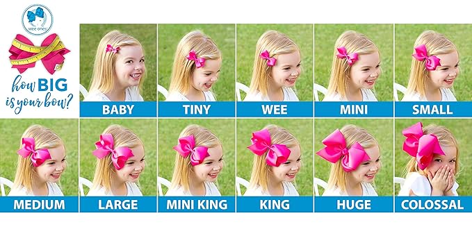 Wee Ones Girls' 3 Classic Grosgrain Hair Bows, Mini, Assorted