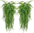 SzJias Artificial Hanging Plants Ferns Faux Fake Plants for Patio Porch Outdoor Decor (2 Pcs)
