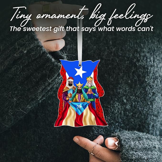 FLAGWIX Puerto Rico Christmas Ornament 2025 - Three Kings Day Acrylic Ornaments for Tree Decorations - Christmas Decorations for Home Indoor, Puerto Rico Gifts for Women Men Mom Dad, Friend Gift Ideas