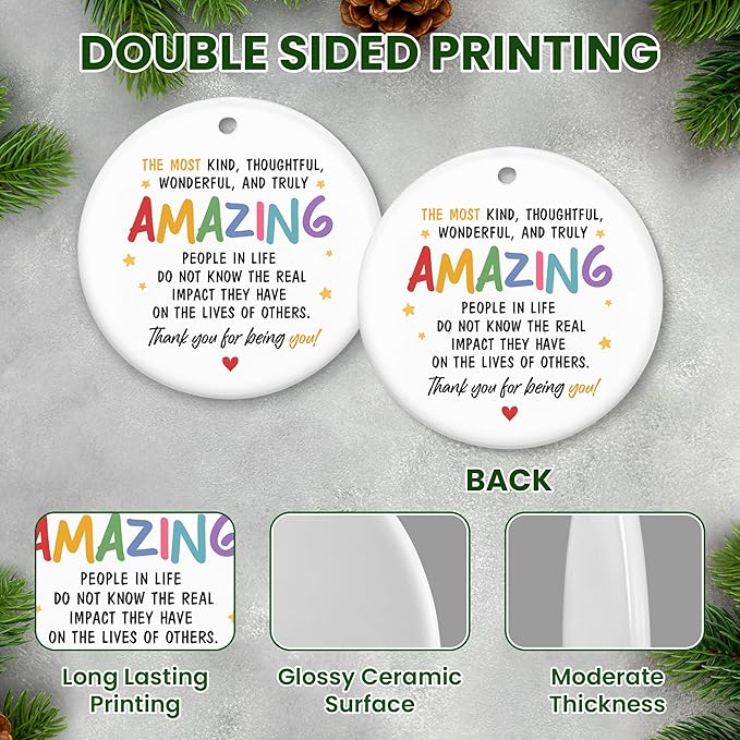 GEEMBI Christmas Coworker Gifts for Women Friends - Ceramic Christmas Ornaments 2025 for Tree Decorations - Inspirational Appreciation Thank You Gifts for Coworkers Work Bestie, Stocking Stuffers
