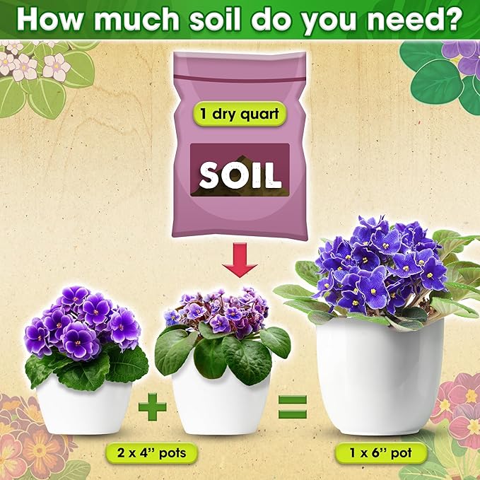 DUSPRO Recycle Premium 4-in-1 African Violet Potting Soil African Violet Soil Blend with Perlite, Coco Peat, Pumice, Pine Bark for Optimal Moisture Retention & Drainage 2QT