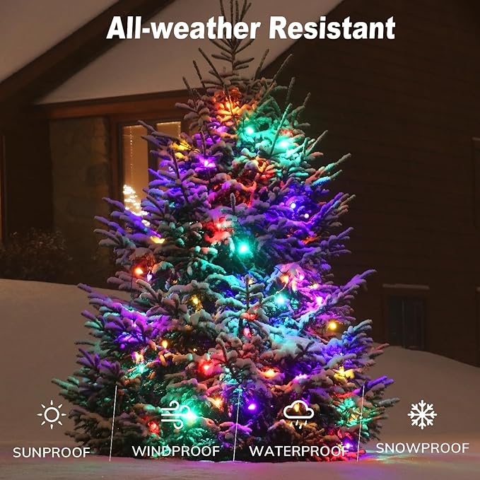 Solar String Strawberry Lights Outdoor 2 Pack 200 LED 80Ft Multi-Color Christmas Fairy Lights with 8 Lighting Modes, Waterproof Solar Lights Outdoor for Garden Christmas Wedding Xmas Tree Decoration