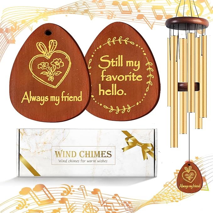 Lintriguinlgy Friendship Wind Chimes for Women, 26" Best Friend Wind Chimes for Female Friends, Friendship Windchimes Outdoor Decor, Best Friend Birthday Gifts for Women, Sentimental BFF Gift Ideas