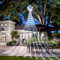 Christmas Decorations Star String Lights, 344 LED Waterfall Tree Lights with 11" Topper Iron Star Christmas Lights Indoor Outdoor Decorative for Wedding Party Home Holiday Decor (Pure White)